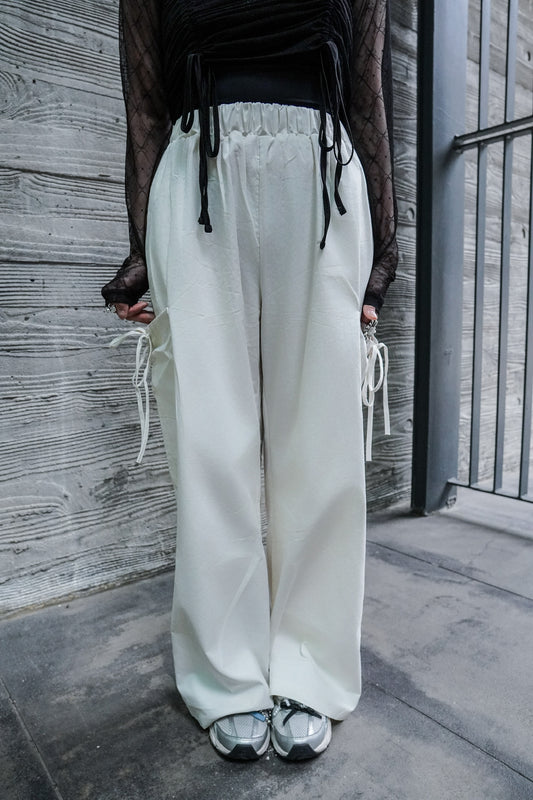 <現貨> JP 側綁帶口袋工裝寬腳長褲|三色入