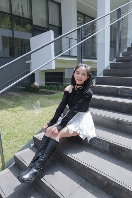 <現貨> JP 單肩蝴蝶結針織上衣|兩色入