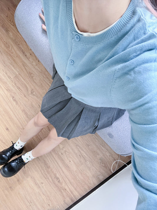 <預訂> 首批優惠💙自家製 多色超親膚薄款長袖針織外套|淺藍