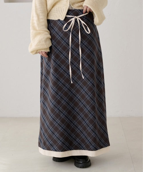 <預訂> 日本大人氣♡日牌 Apres Jour 格紋疊層半身長裙|兩色入