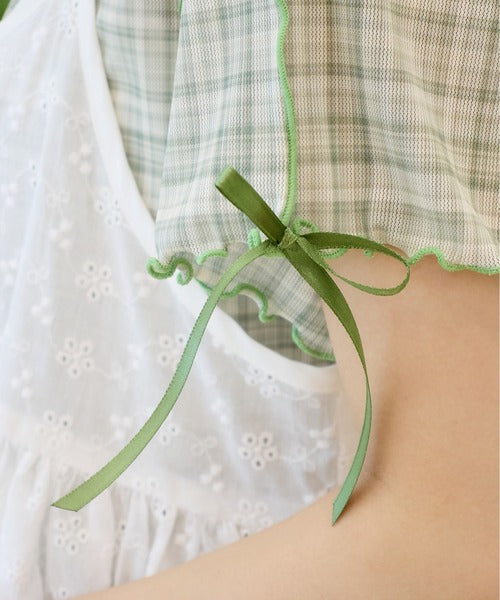 <預訂> JP Kutir 薄紗混色蝴蝶結袖短袖上衣|六色入