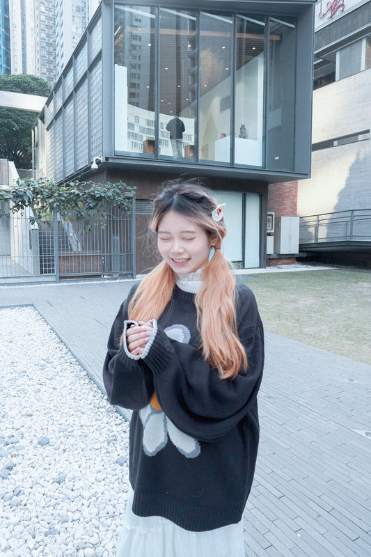 <預訂> 自家製 褶皺透明Ruffle邊高領內搭立體花朵打底上衣