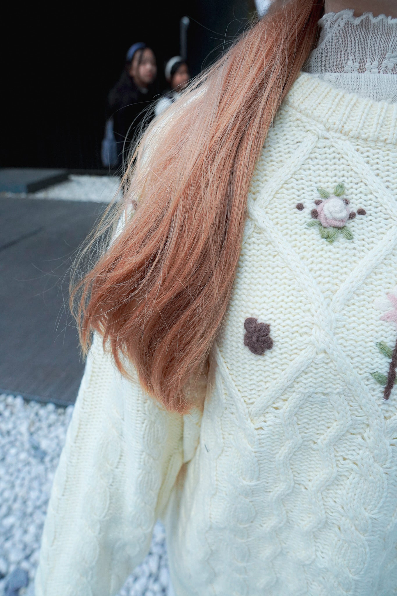 <預訂> 自家製 超厚實♡ 粗麻花針織人手繡花上衣