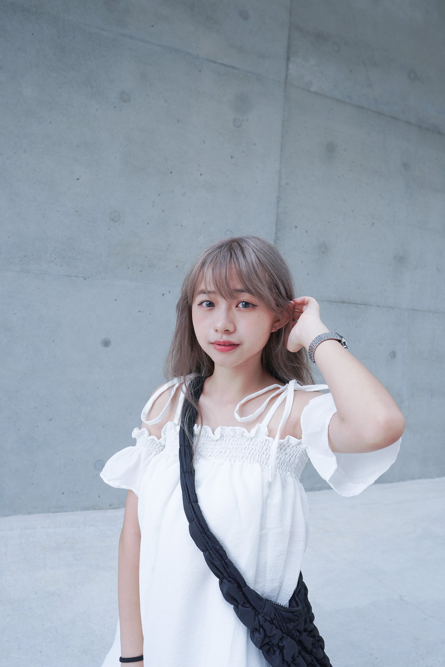 <現貨>皺褶小露肩夏日綁帶連身短裙(含打底)|三色入