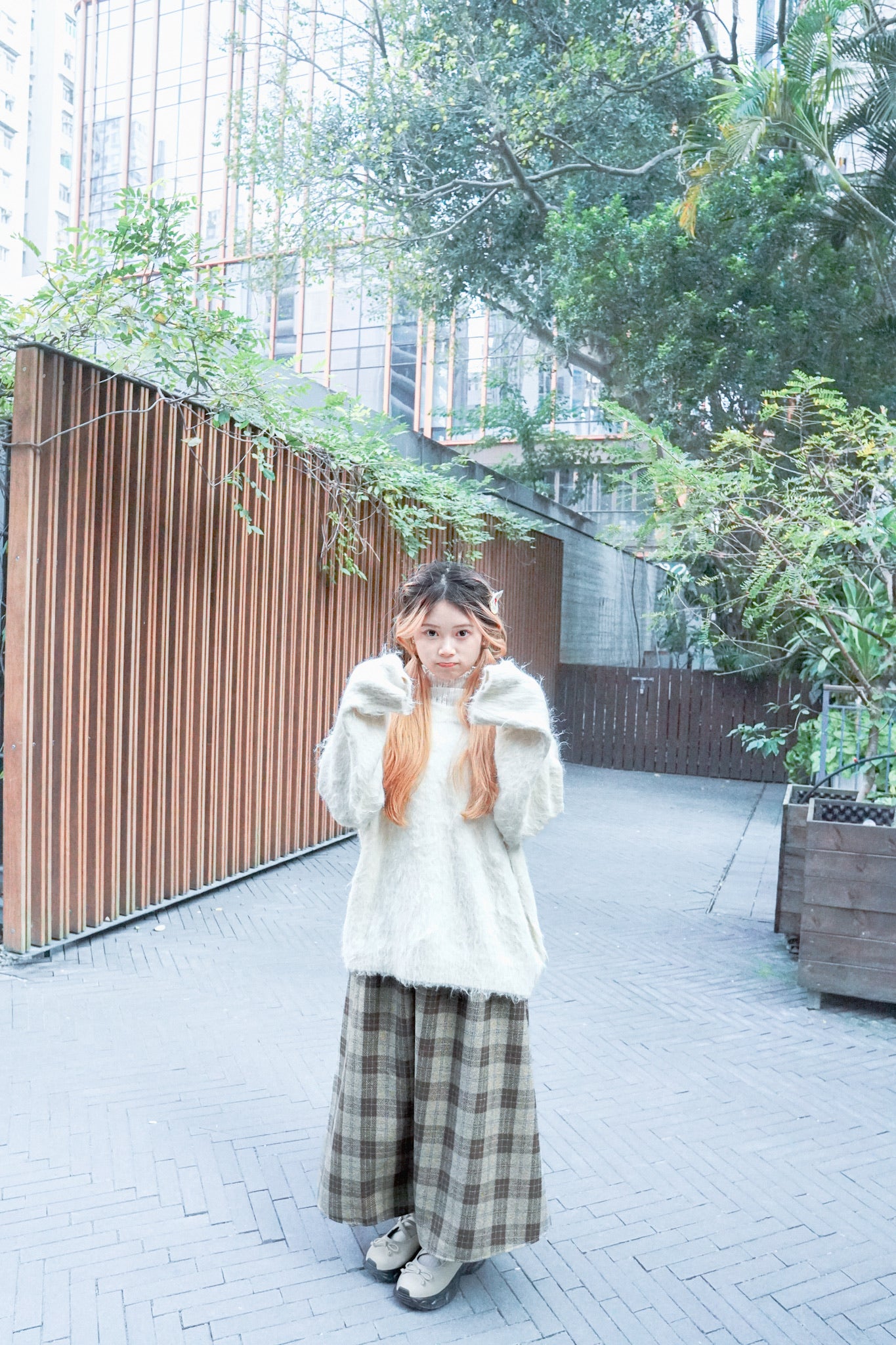 <現貨> 冬日專屬♡毛呢格紋半身長裙