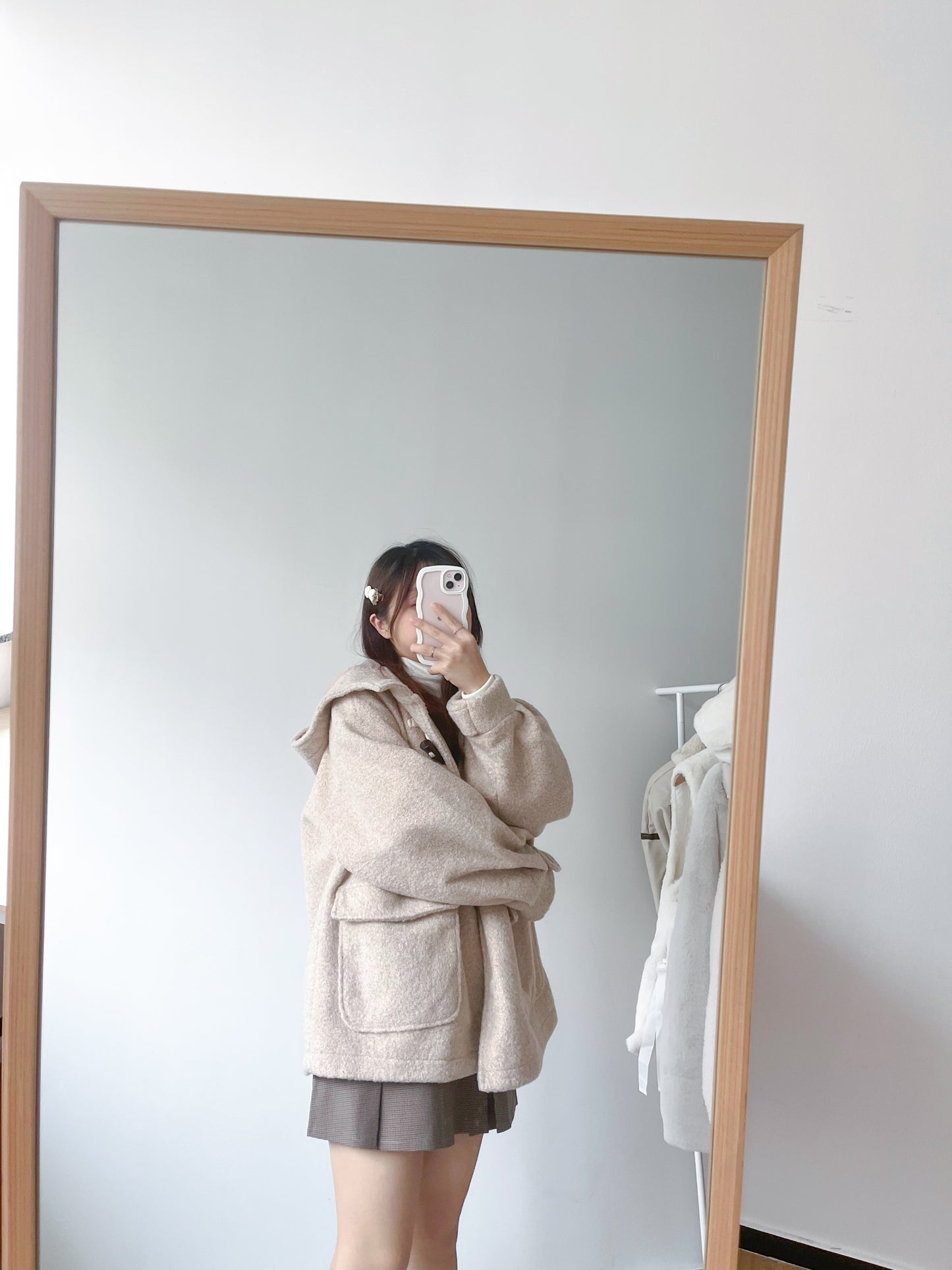 <預訂> 今期首推!粗毛呢牛角扣連帽外套|兩色入