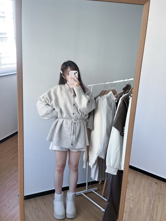 <預訂> 售出250+件!3-Ways 馬海毛觸感中長款針織開胸外套 (配腰帶)|三色入