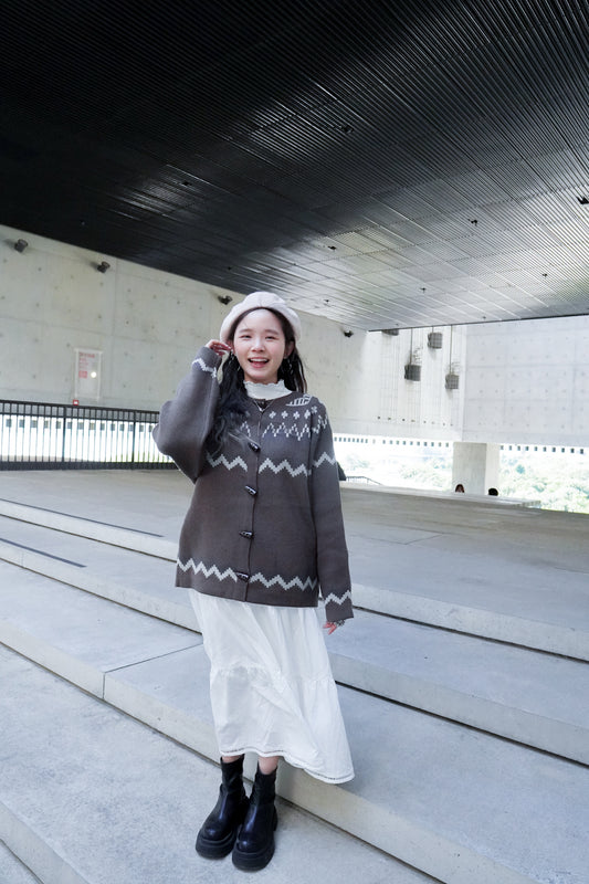 <預訂> 首批優惠♡羊毛牛角扣寬鬆針織開胸外套