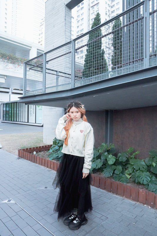 <現貨> 休閑感薄紗雙層疊半身長裙