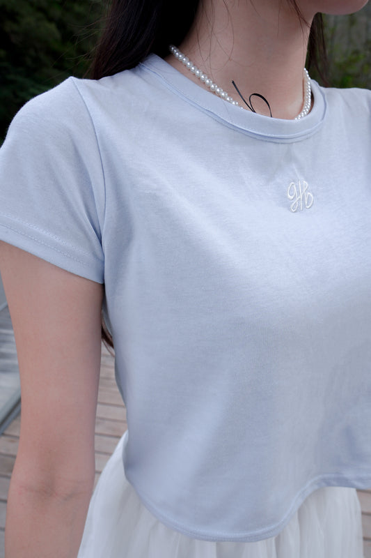 <預訂> Monogram刺繡短款Tshirt | 兩色入