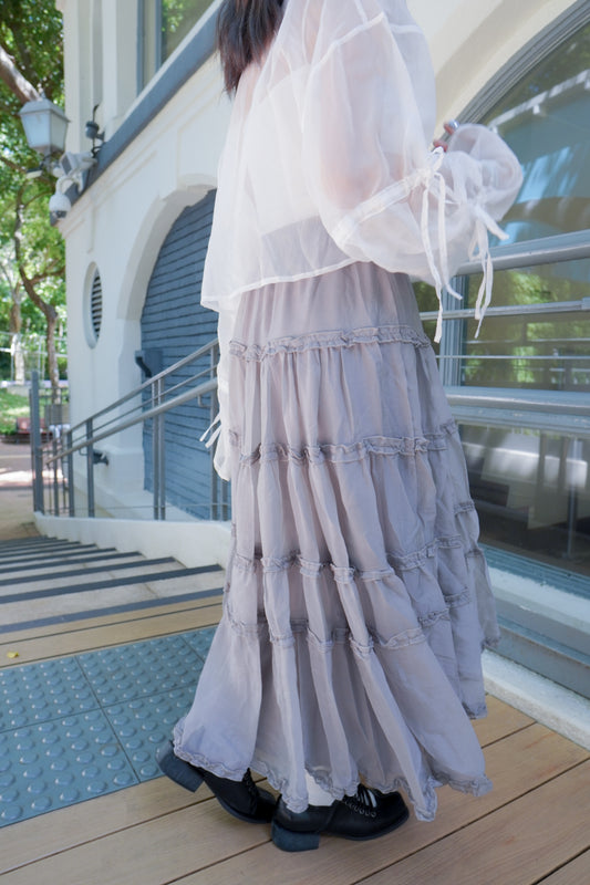 <現貨> 自家製 復古層層薄紗半身長裙