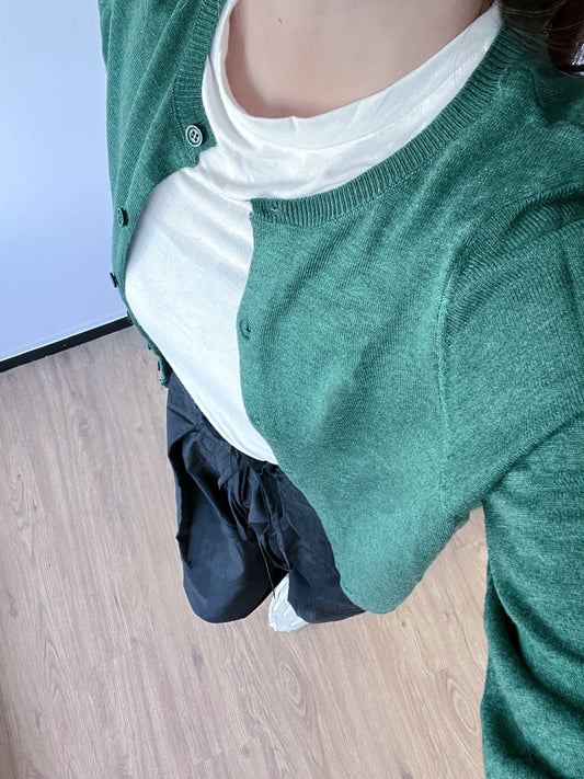 <預訂> 首批優惠💚 自家製 多色超親膚薄款長袖針織外套|墨綠