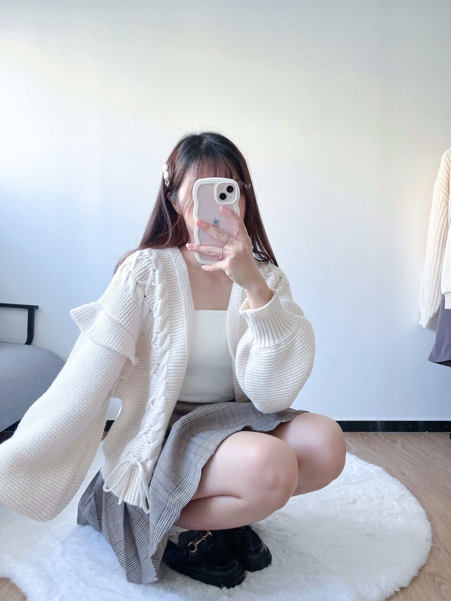 <預訂> 英倫風格紋皺褶半身短裙 (含打底)|三色入