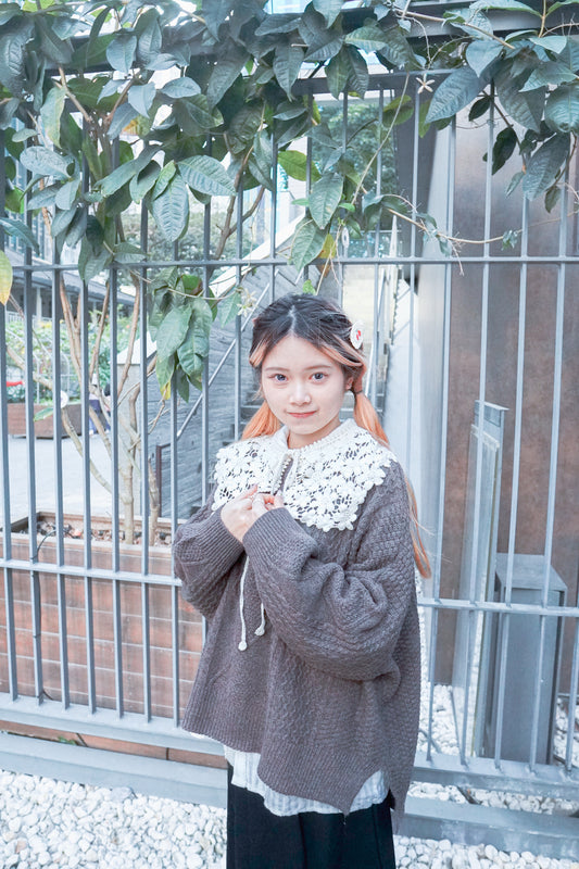 <預訂> 疊穿神器♡花紋鏤空編織領口