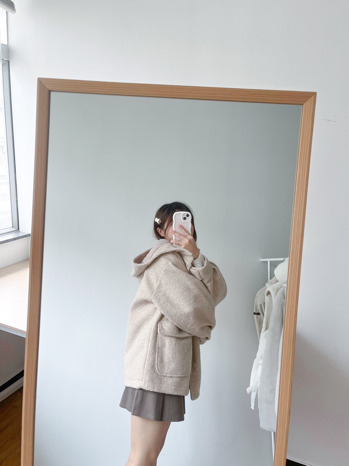 <預訂> 今期首推!粗毛呢牛角扣連帽外套|兩色入