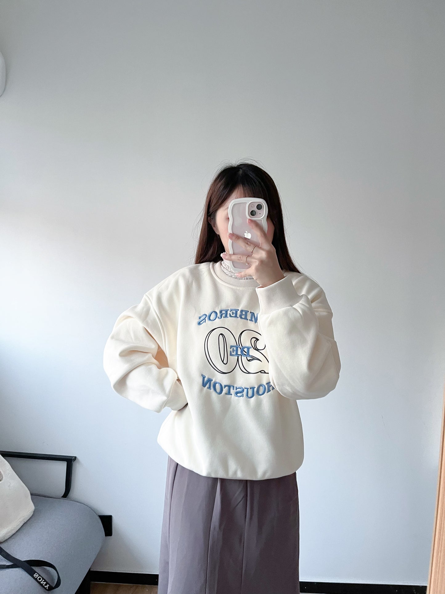 <預訂> 冬天必入!刺繡字母保暖長袖衛衣