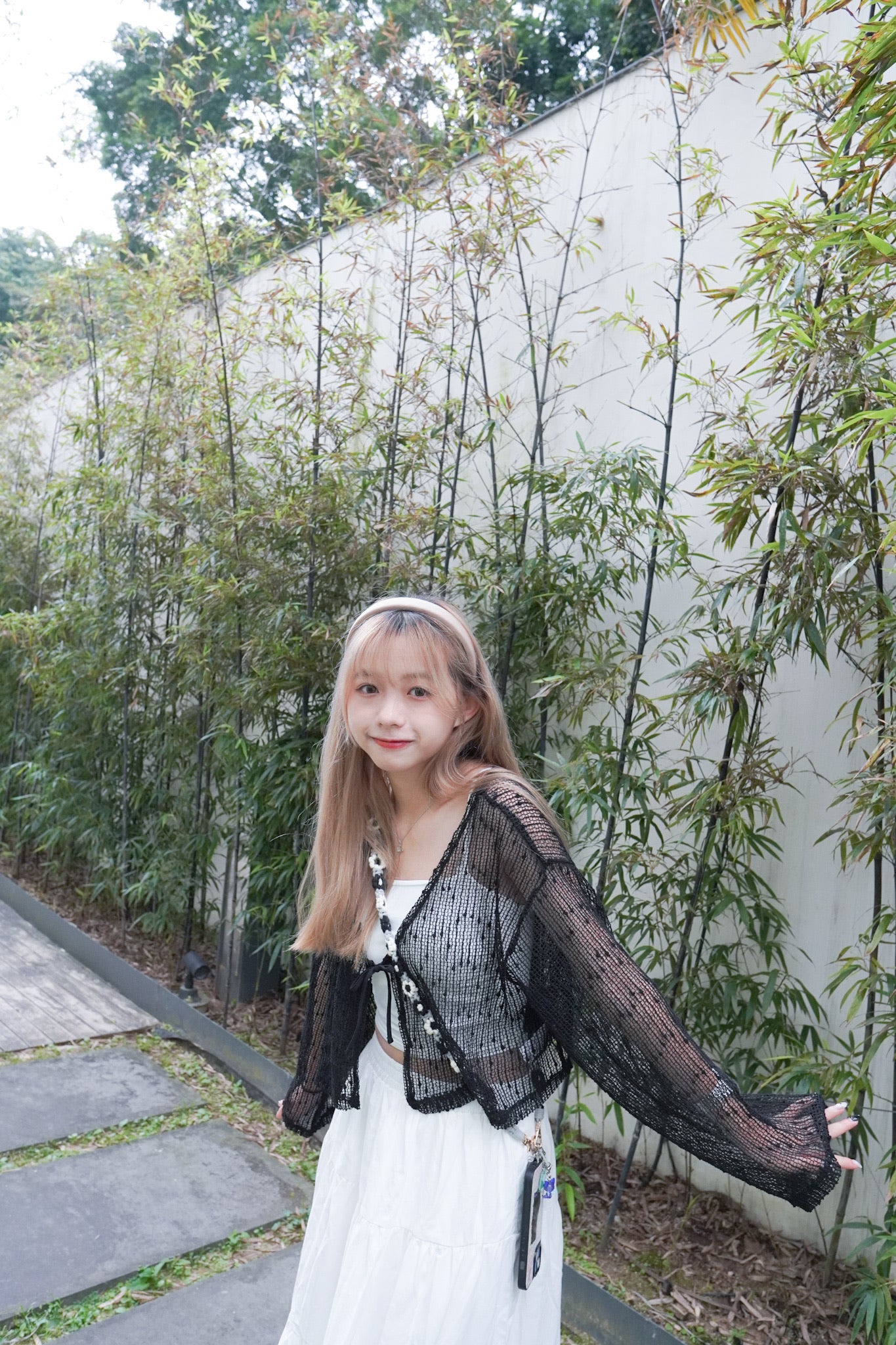 <預訂> 特別款!波點透透蝴蝶結長袖薄款小外套|兩色入