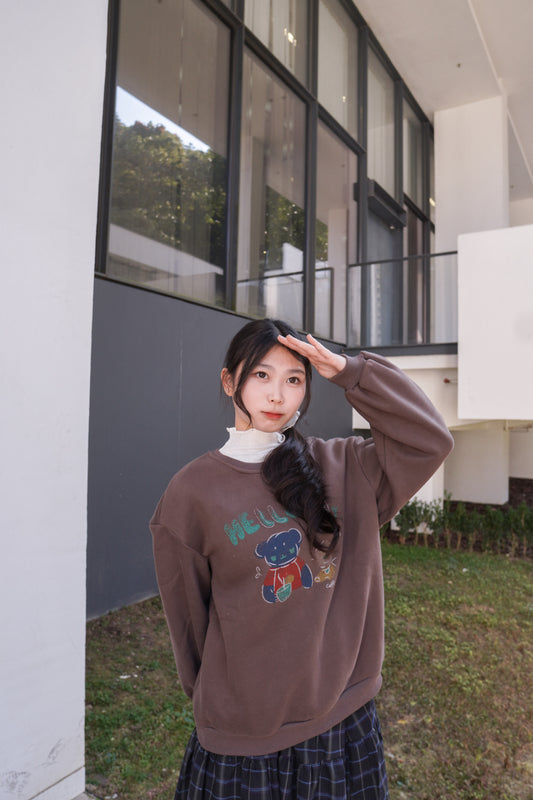 <現貨> 韓系小熊加絨長袖衛衣