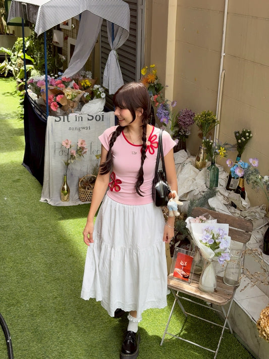 <預訂> 高質泰國人氣小眾品牌🇹🇭 手工彈性立體花花短袖上衣 | 四色入