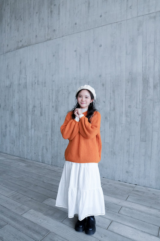 <預訂> 自家製 自留款♡ 奶白蛋糕半身長裙