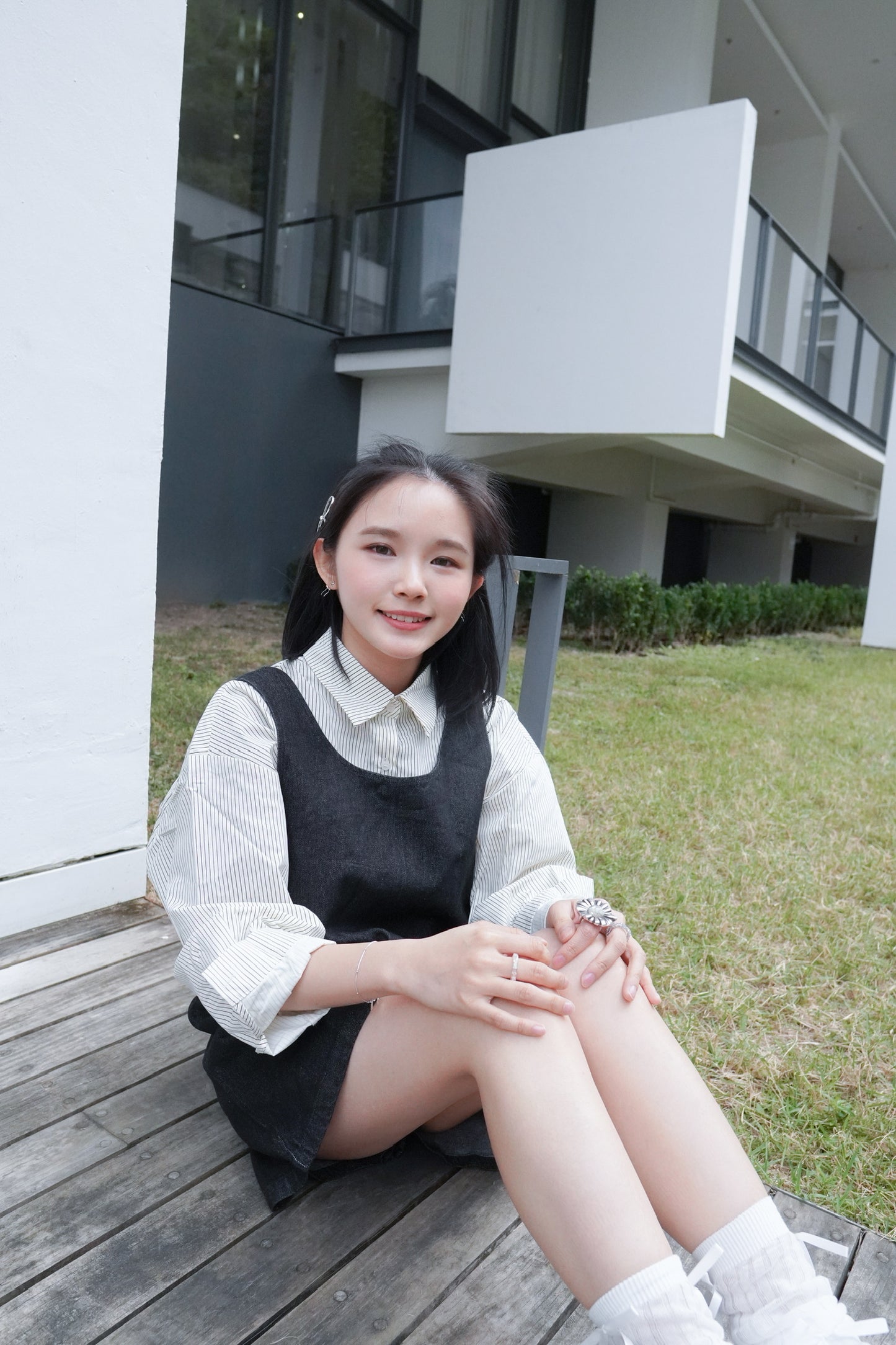 <現貨> 自家製 條紋開胸長袖薄款襯衫