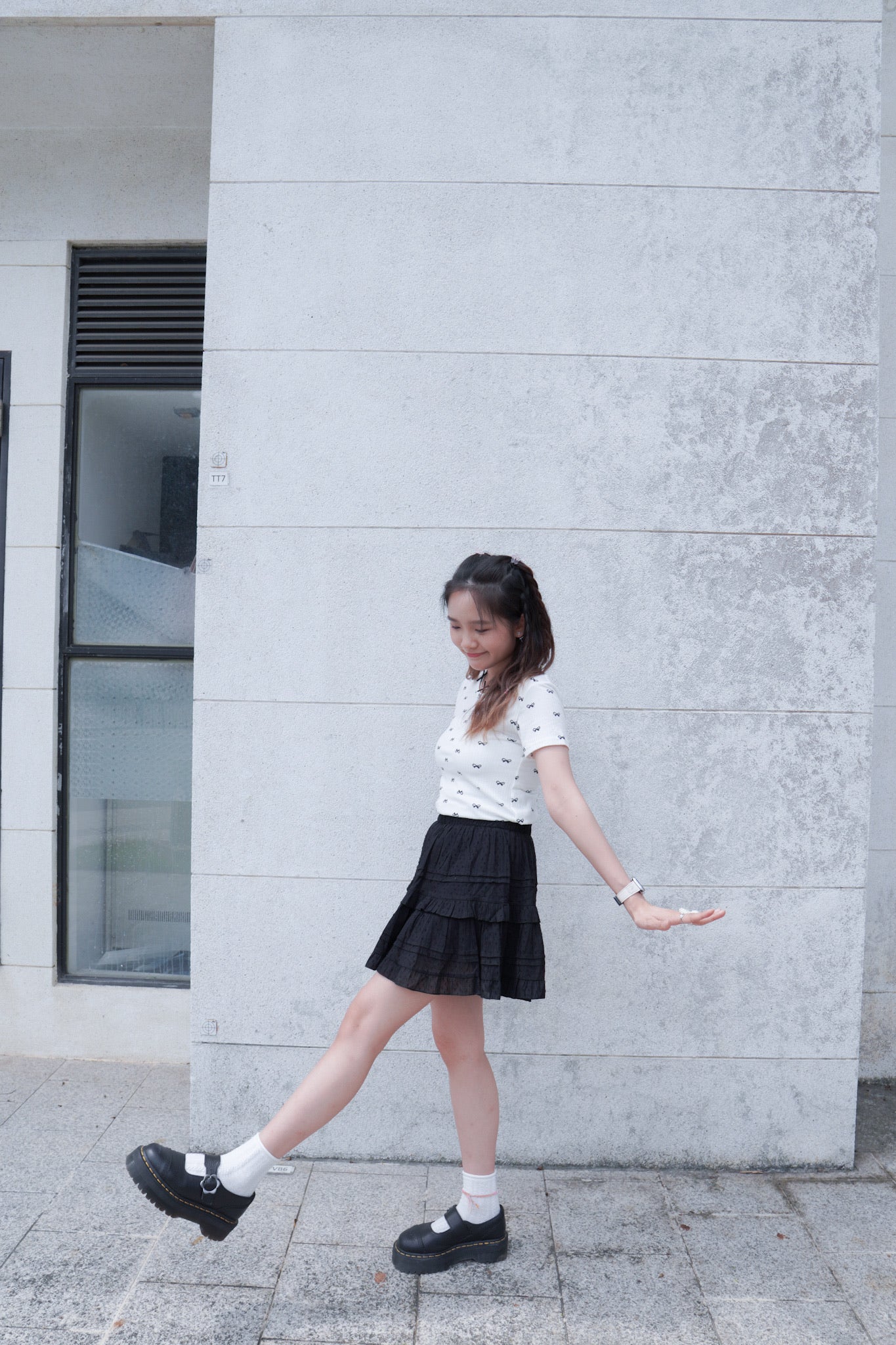 <預訂> 自家製 蝴蝶結印花短袖Crop Top|兩色入