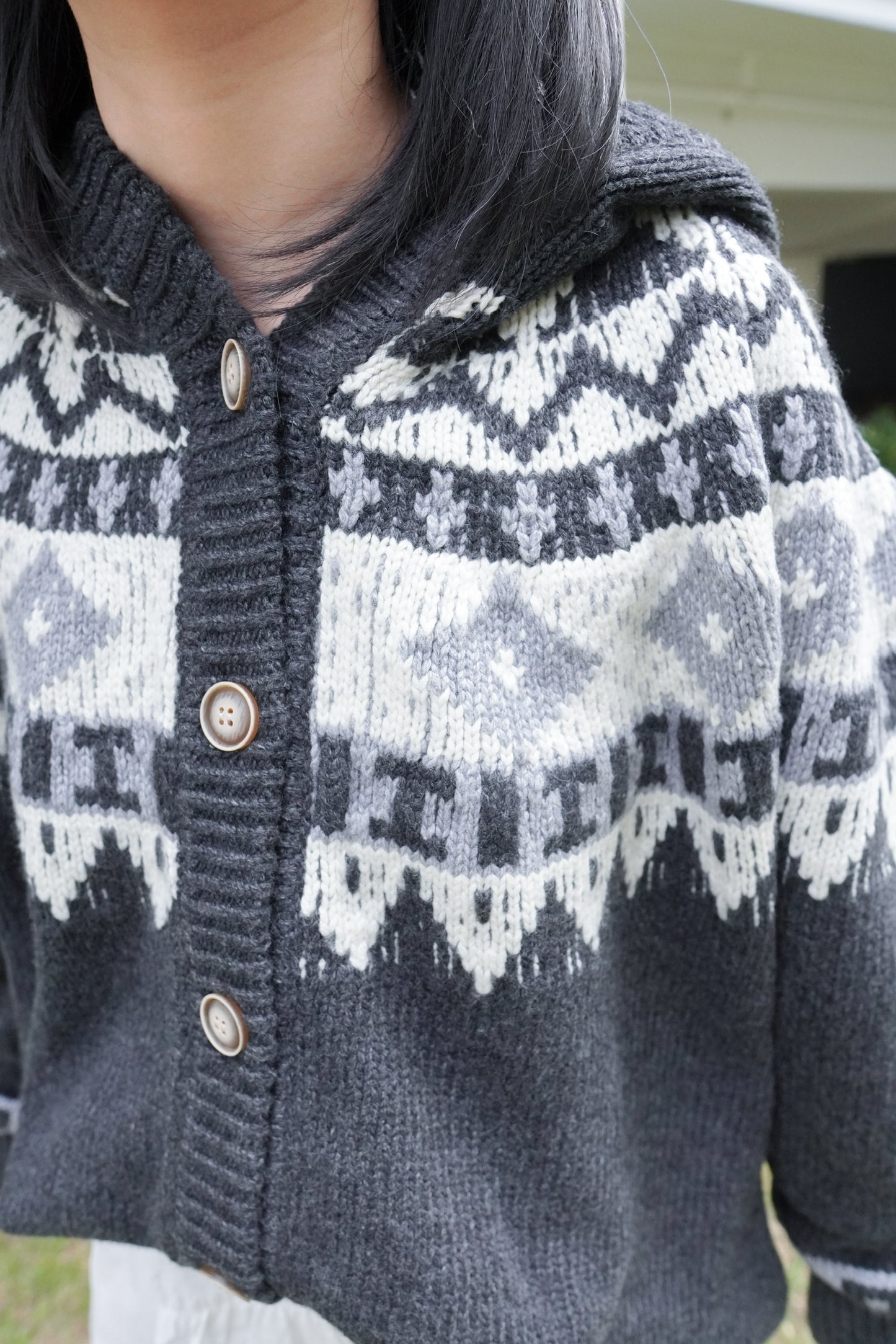 <預訂> 自家製 氛圍感費爾島連帽開胸外套