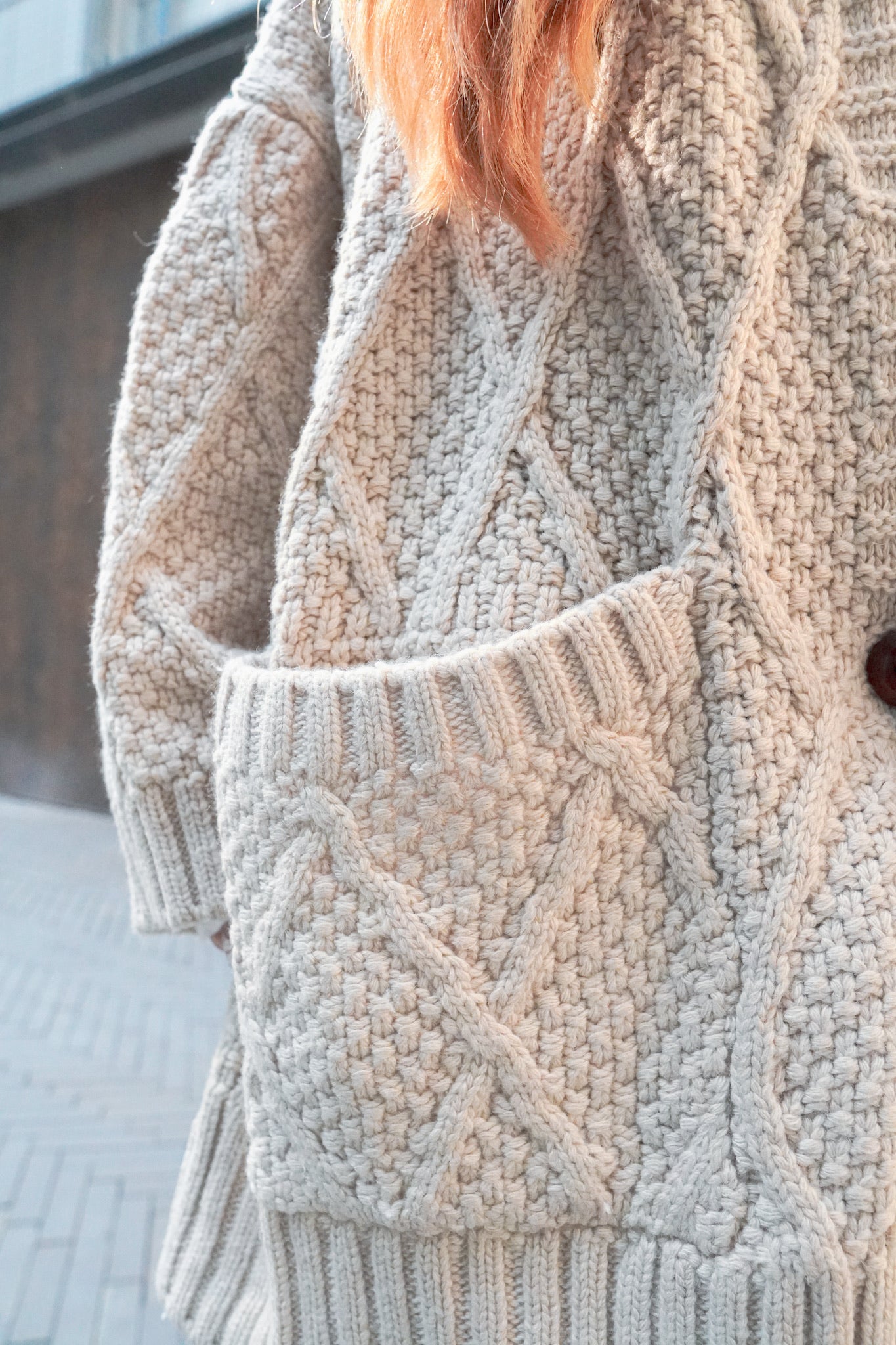 <預訂> 自家製 超厚實!粗麻花針織斜紋開胸外套