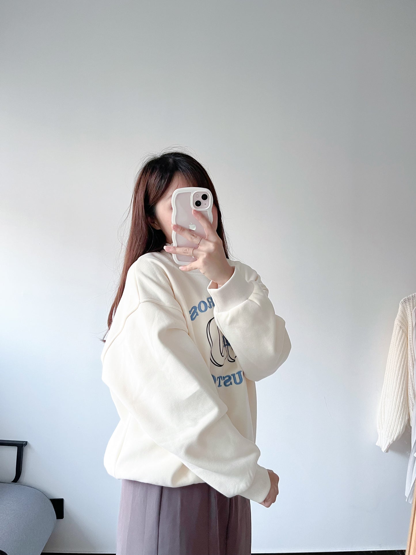 <預訂> 冬天必入!刺繡字母保暖長袖衛衣
