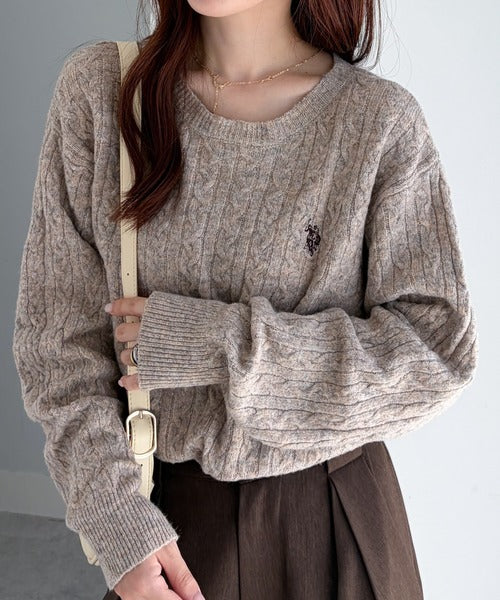 <預訂> 日本直送🇯🇵 U.S. POLO ASSN.刺繡logo絞花針織上衣 | 七色入