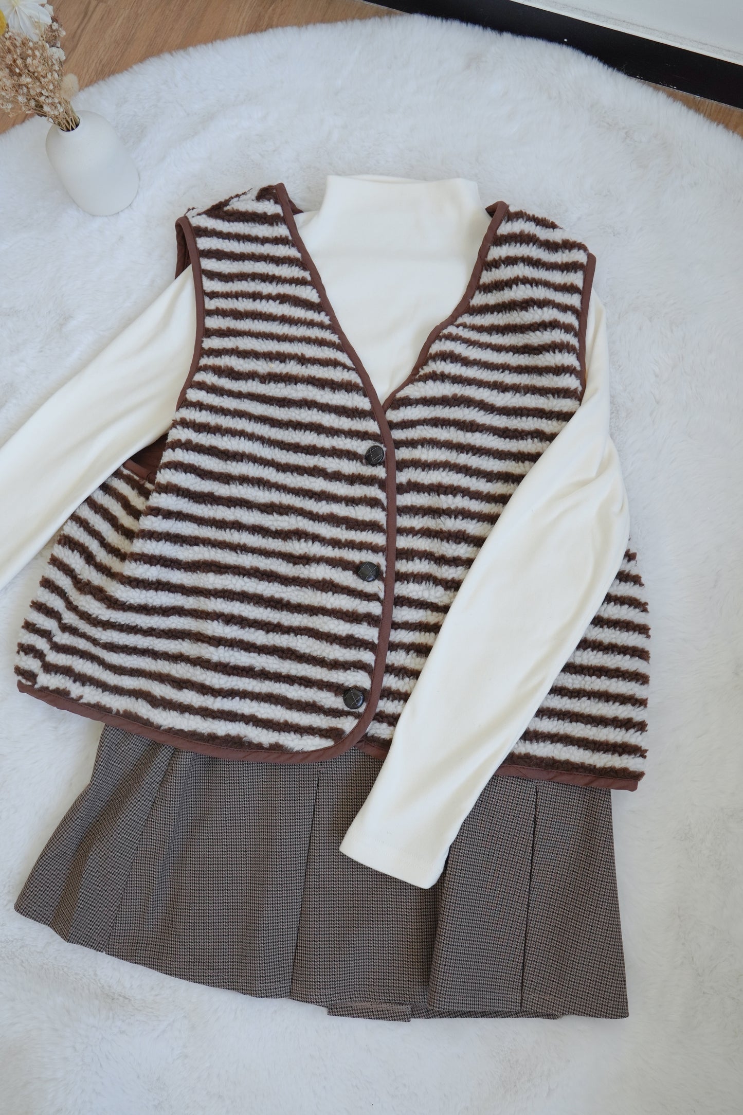 <預訂> 超百搭 格紋半身短百褶裙 (含打底)