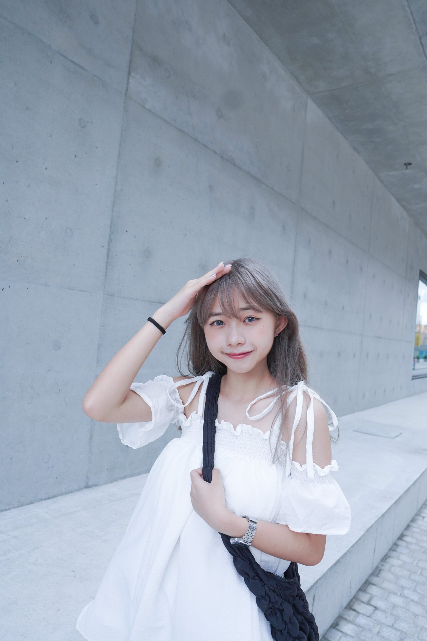 <現貨>皺褶小露肩夏日綁帶連身短裙(含打底)|三色入