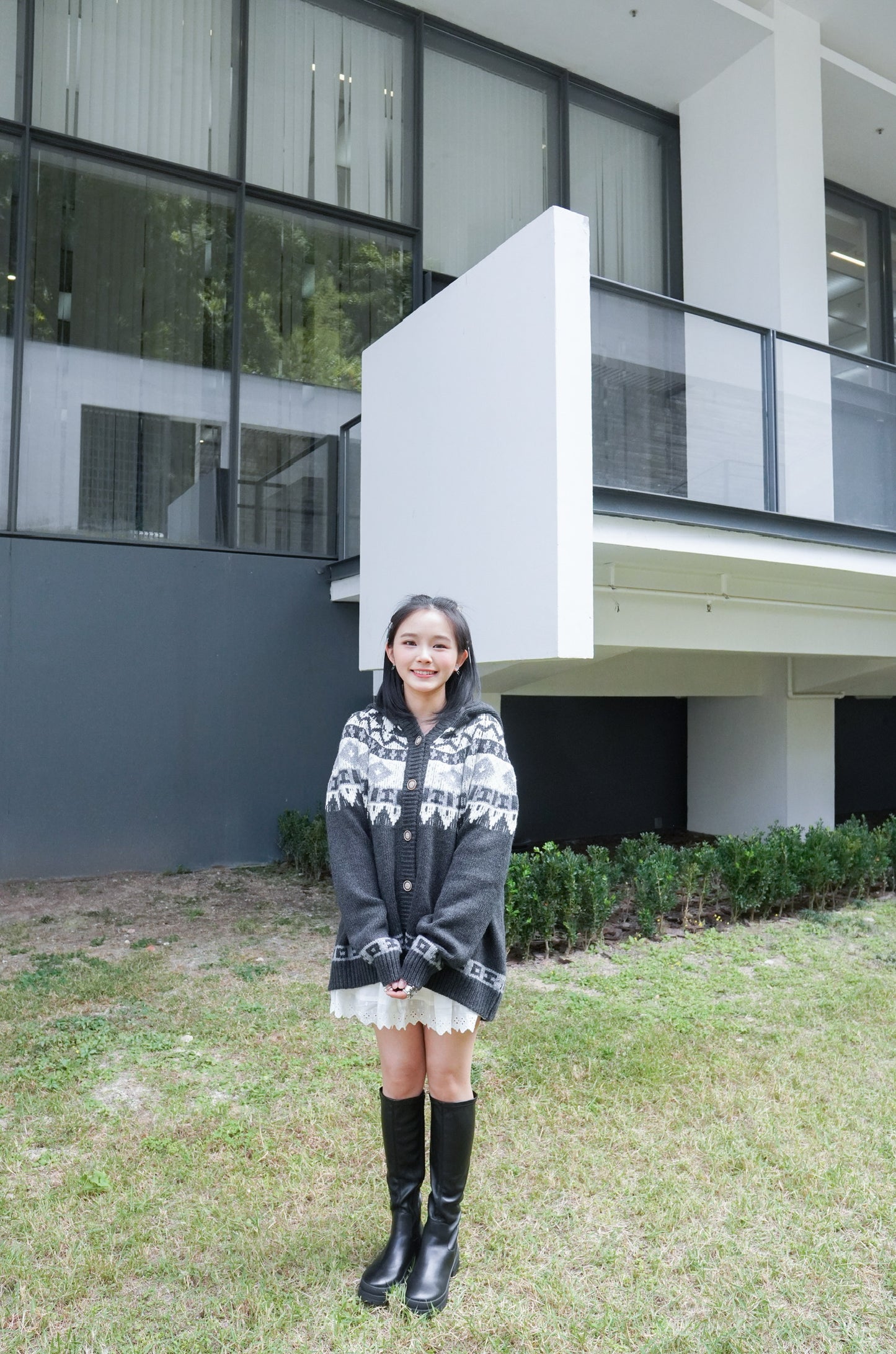 <預訂> 自家製 氛圍感費爾島連帽開胸外套