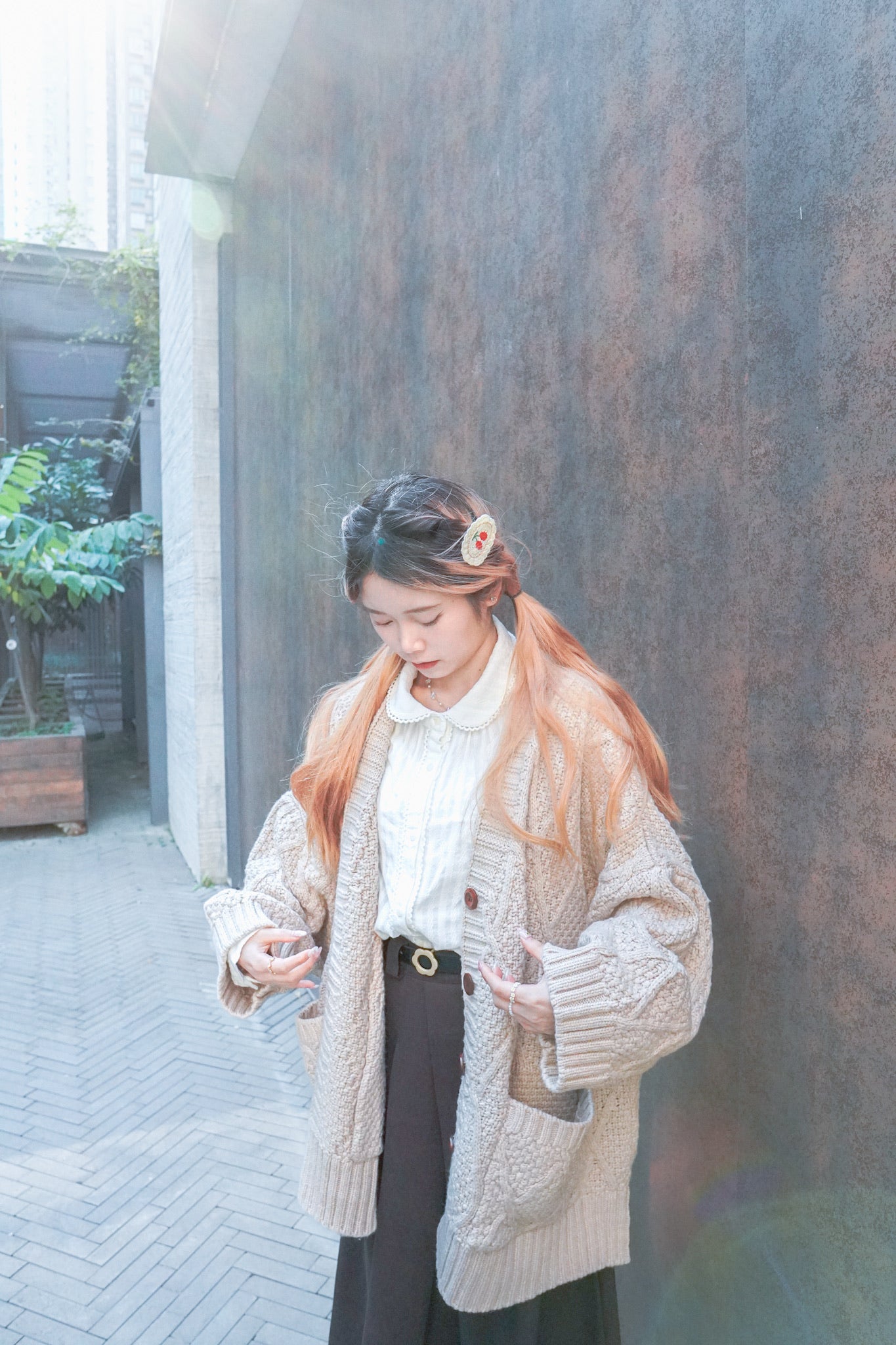 <預訂> 小眾款♡大花朵細皮帶|兩色入