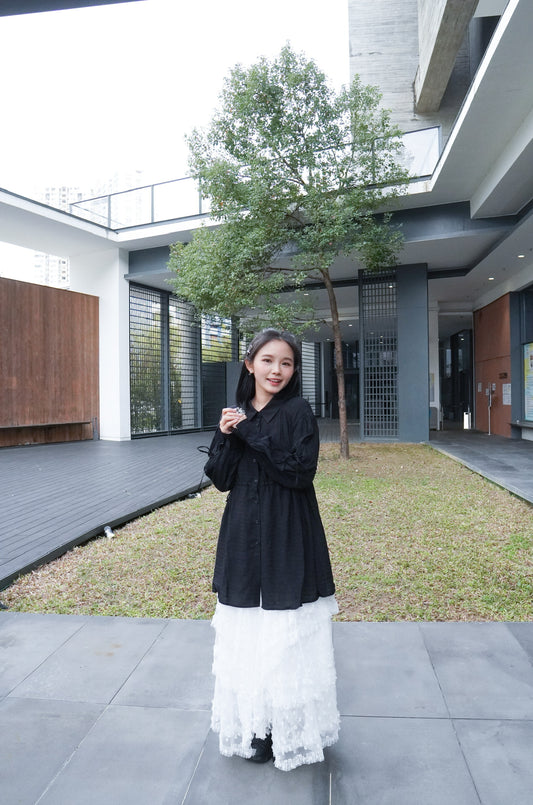 <現貨> JP 蝴蝶結褶皺襯衫迷你Ops|兩色入