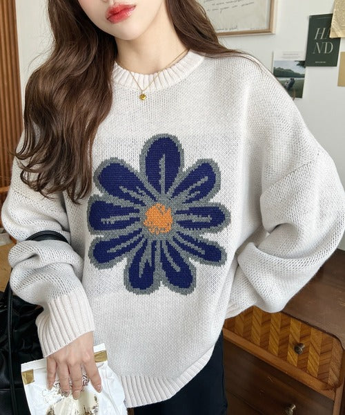 <預訂> 日牌MM 花卉提花針織上衣|四色入