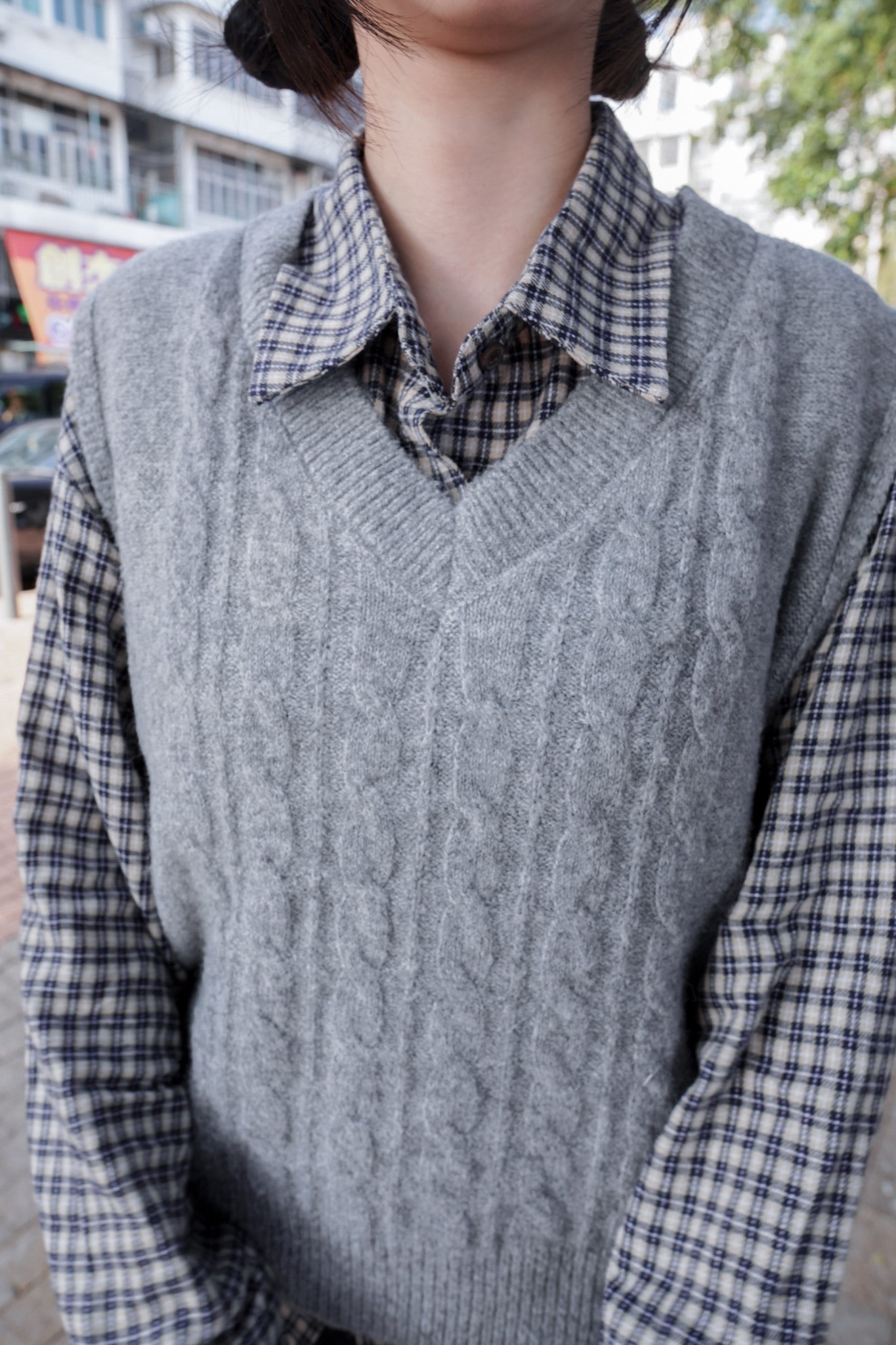 <現貨> 自家製 格仔開胸長袖Polo恤衫上衣|兩色入