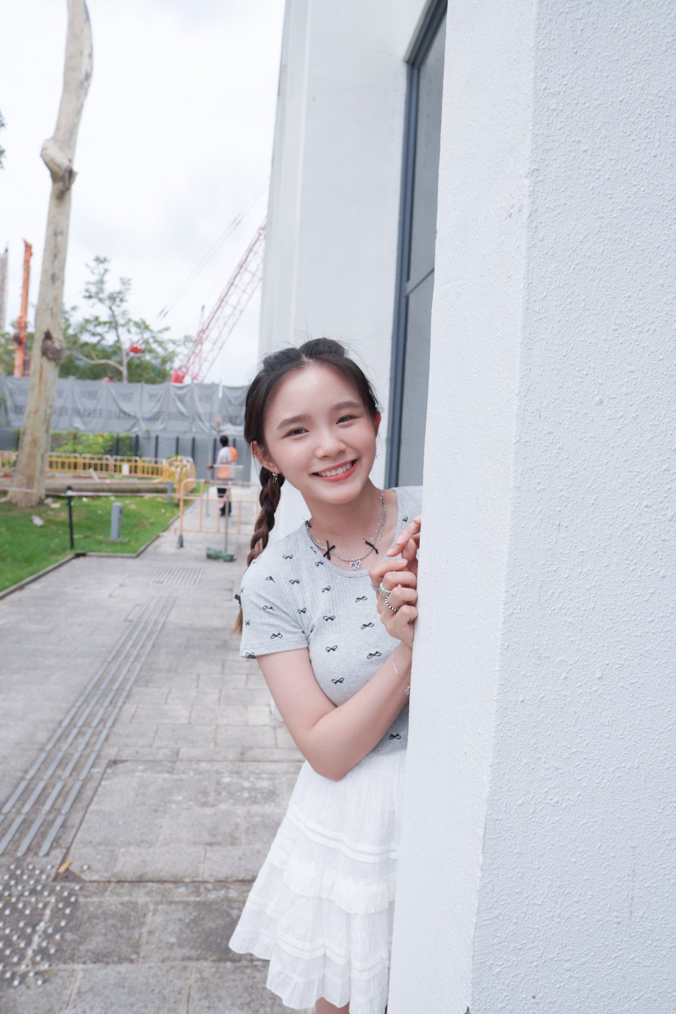 <預訂> 自家製 蝴蝶結印花短袖Crop Top|兩色入