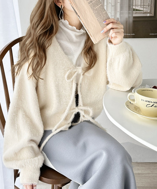 <預訂限時優惠> JP 日牌Mily bilet 2-Ways毛茸茸蝴蝶結開胸外套|四色入