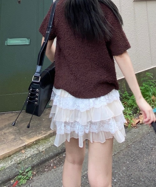 <預訂> JP 日牌NN 前蝴蝶結針織短袖外套|兩色入