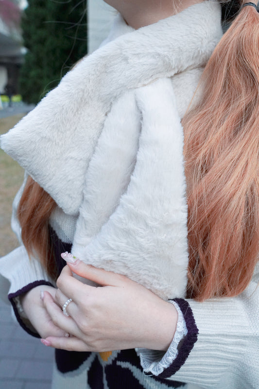 <預訂> JP 溫柔色系毛毛短款頸巾|五色入