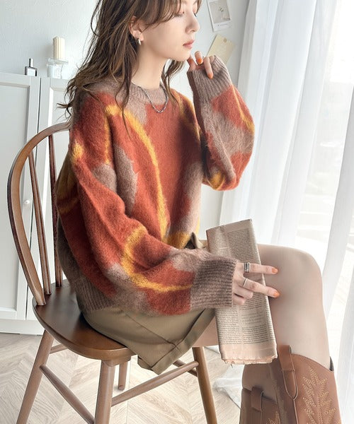 <預訂> JP 大人氣! 日牌CF 波紋雙提花毛絨針織超大套頭衛衣|四色入