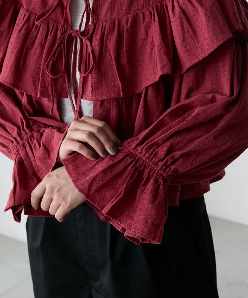 <預訂> JP 日牌FY 可愛短款荷葉邊層疊襯衫外套|三色入