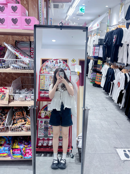 <預訂> ruffle木耳提花短袖透透上衣