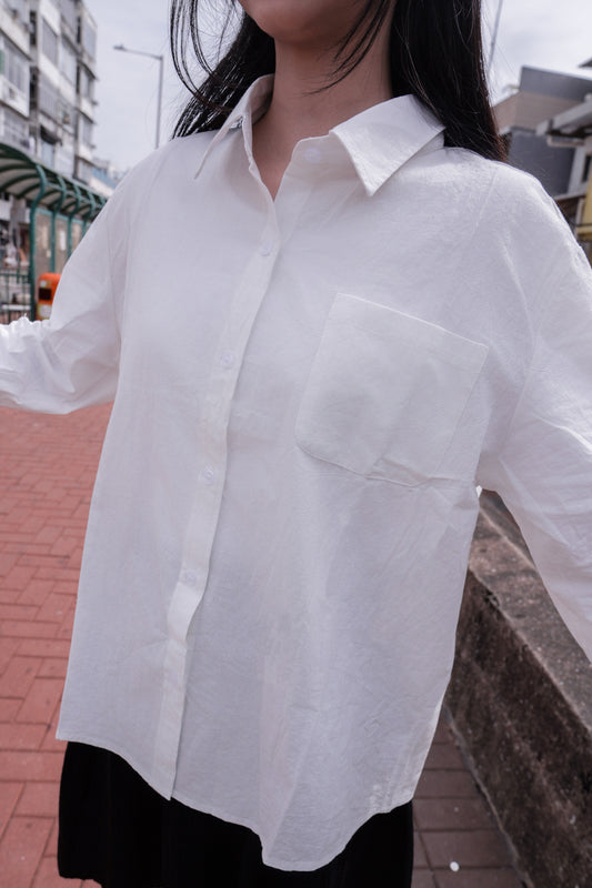 <現貨> 韓系全棉奶白長袖恤衫
