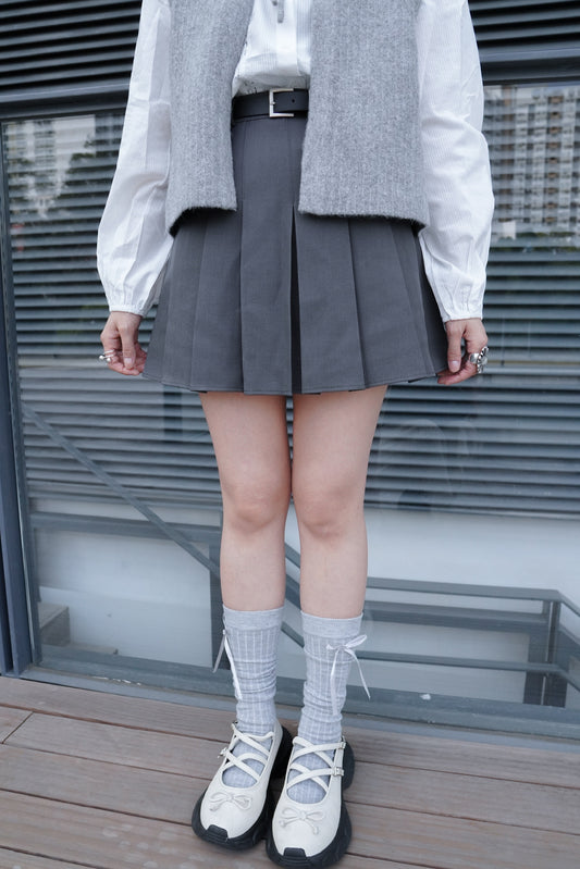 <預訂> 自家製 A字百褶短裙配腰帶