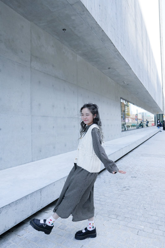 <預訂> 自家製 棉質格紋長袖Polo開胸Ops