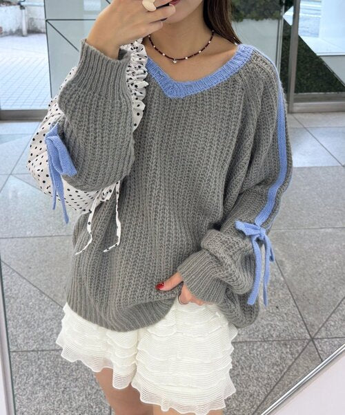 <預訂> 日牌CIAOPANIC 袖口飾附插肩針織上衣|七色入