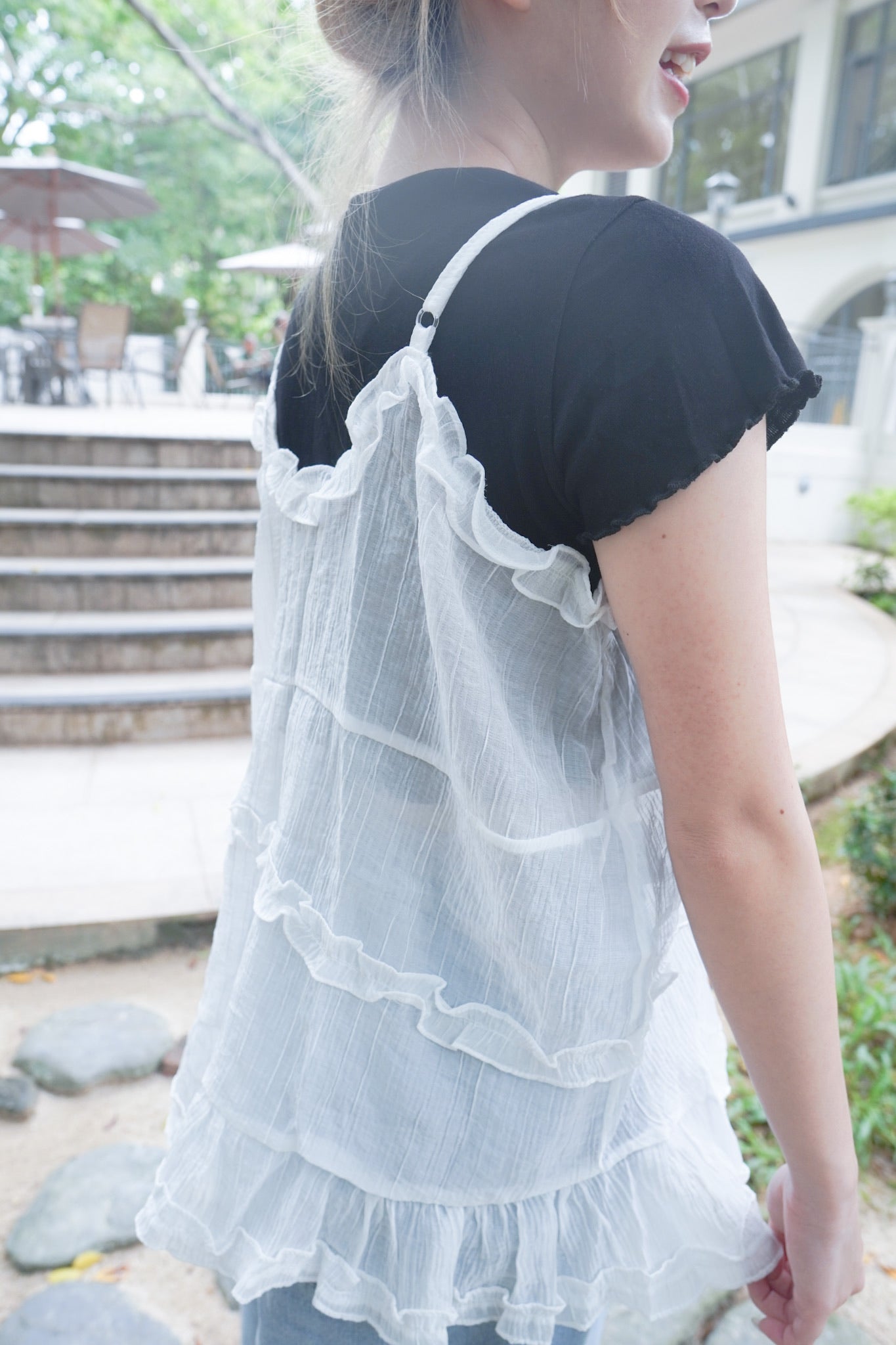 <預訂> 四季OK!超人氣日系蕾絲透透外搭吊帶背心