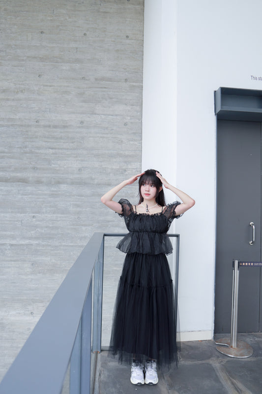 <預訂> 超仙!2-Way 露肩皺褶荷葉袖薄妙襯衫|兩色入